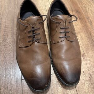 Ecco Brown Leather Oxfords with Matte Finish